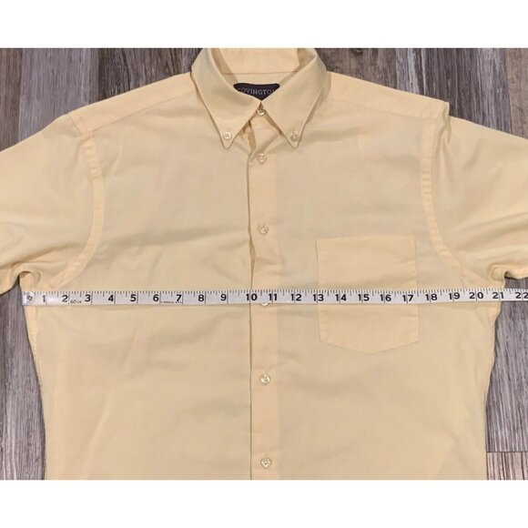 Covington Mens Short Sleeve Yellow Button-Down Dress Shirt Pocket Size 14-14 1/2 - Picture 6 of 10